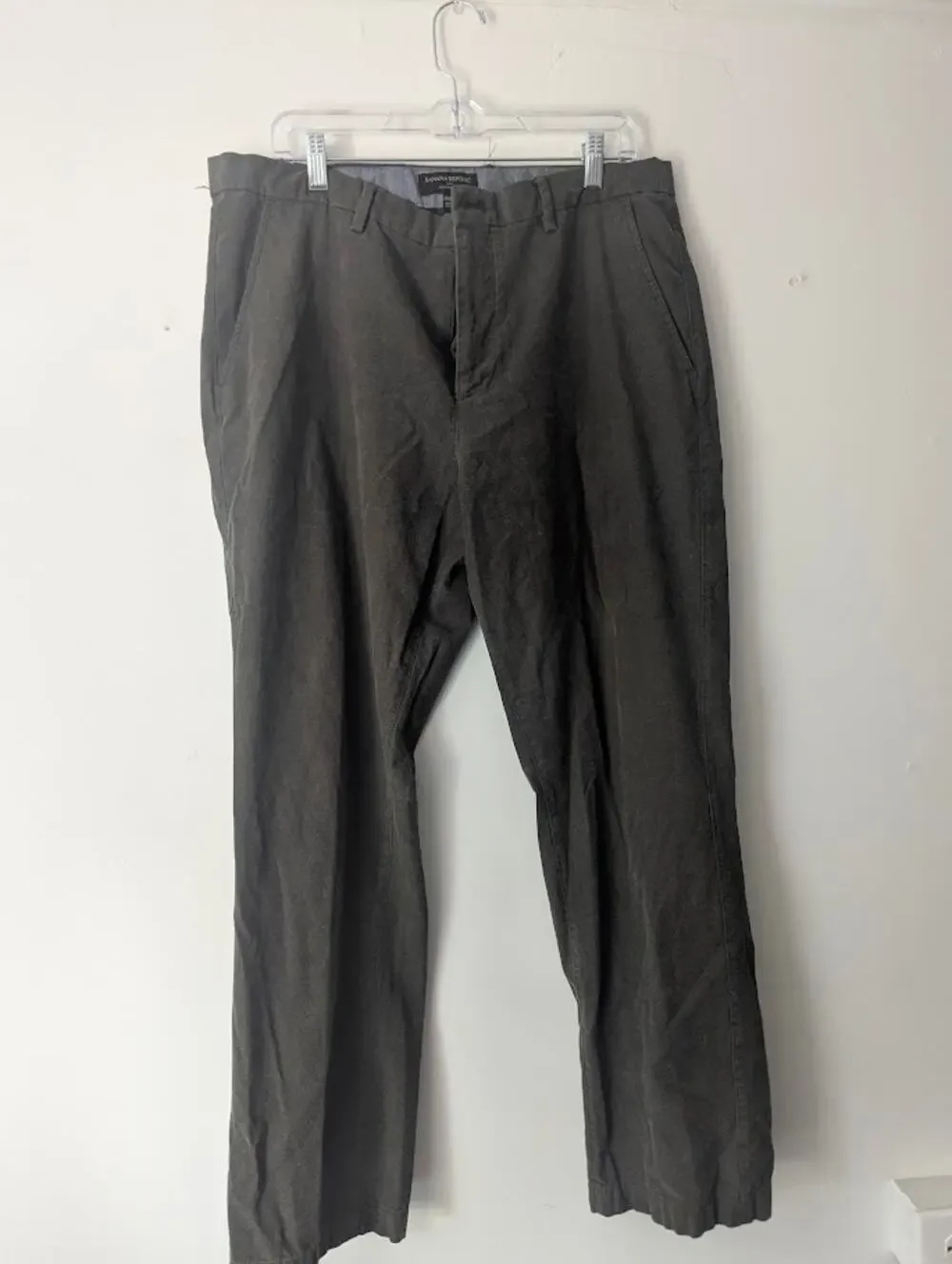 Banana Republic Kentfield Dress Pants Men 36x30 Gray Flat Front Business Slacks